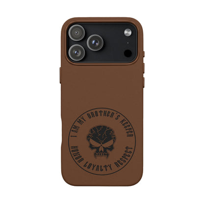 Engraved PU Leather Phone Case — Tactical Skull Design