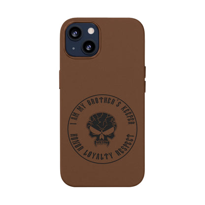 Engraved PU Leather Phone Case — Tactical Skull Design