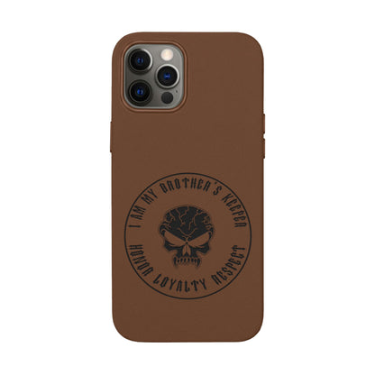 Engraved PU Leather Phone Case — Tactical Skull Design