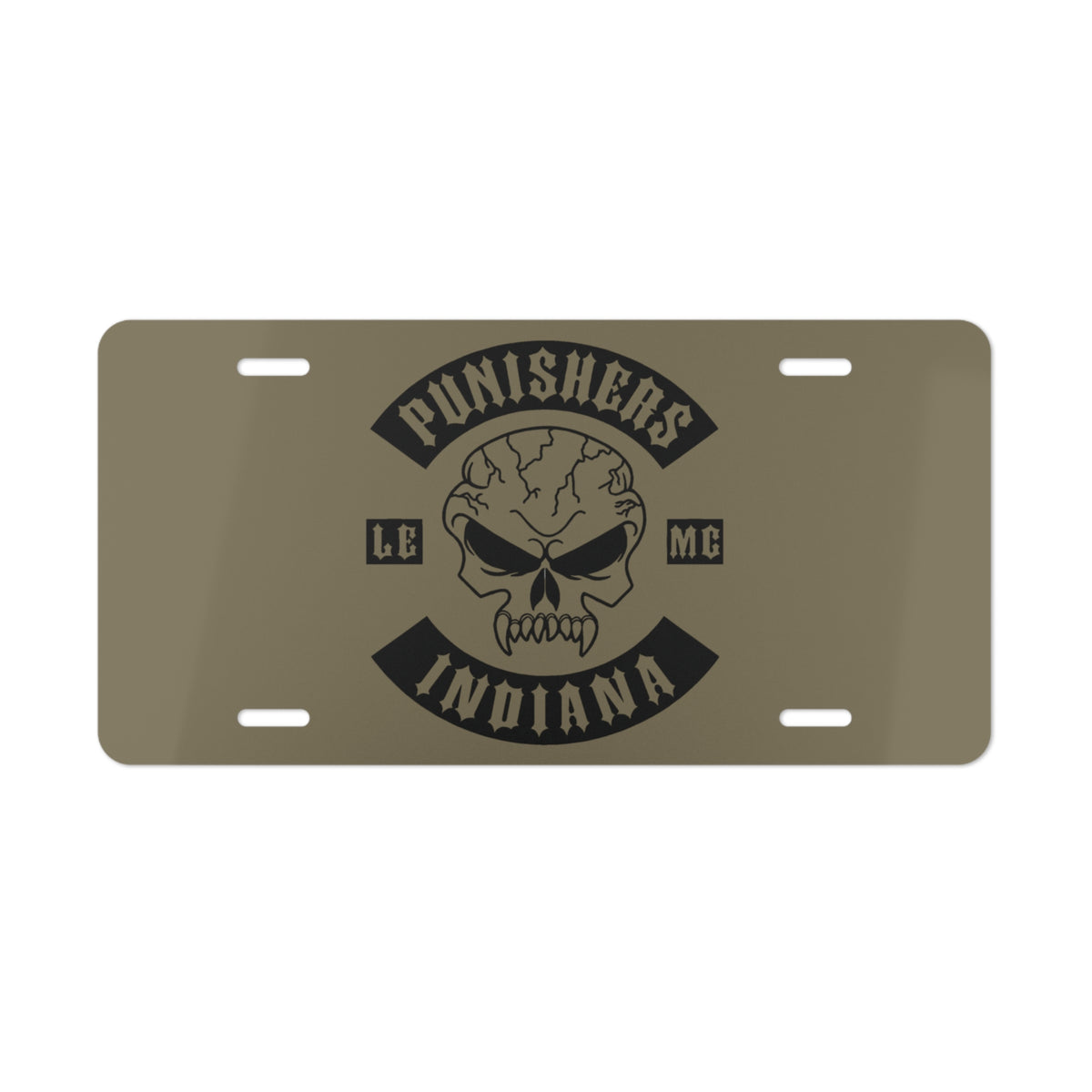 Punishers Indiana Skull Vanity Plate — Motorcycle Club License Plate