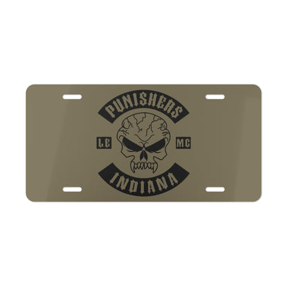 Punishers Indiana Skull Vanity Plate — Motorcycle Club License Plate