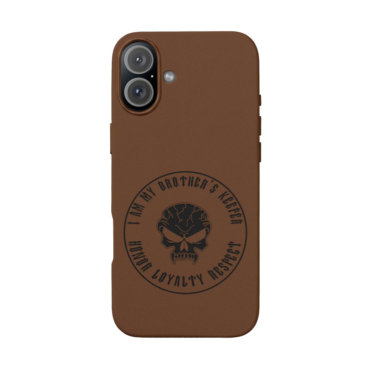 Engraved PU Leather Phone Case — Tactical Skull Design