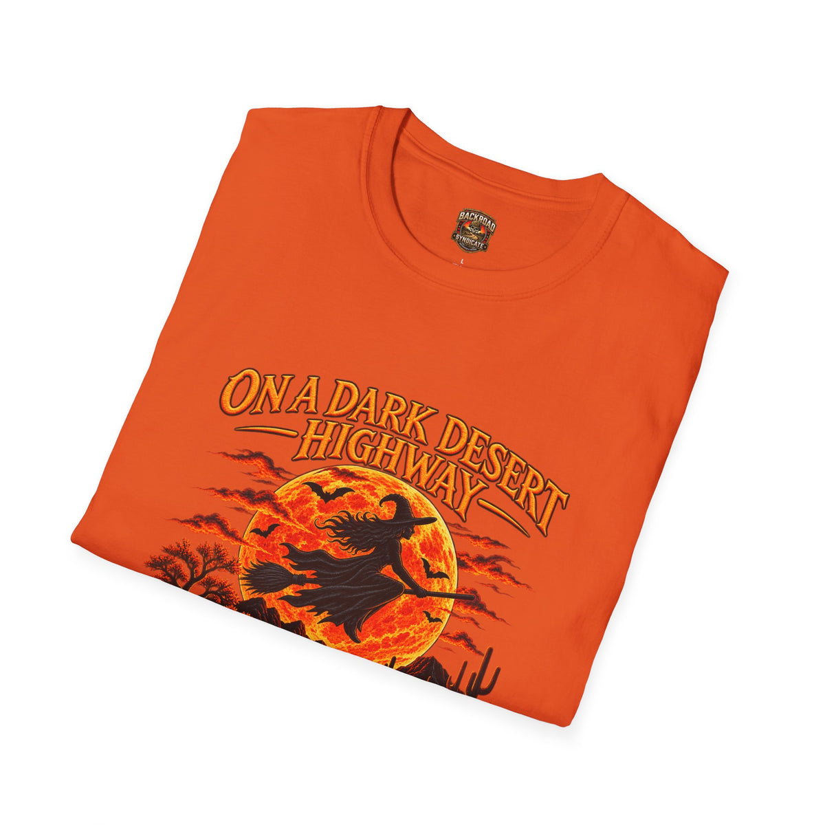 On a Dark Desert Highway graphic T-Shirt | Retro Halloween sunset desert scene
