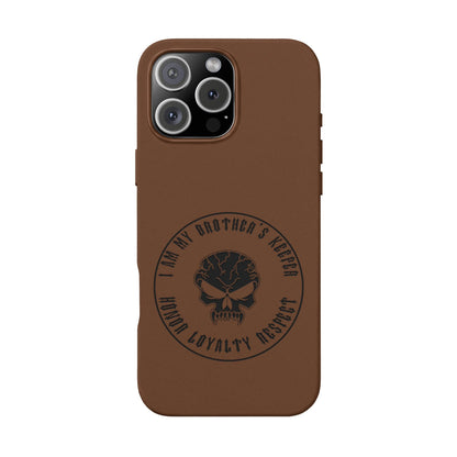 Engraved PU Leather Phone Case — Tactical Skull Design