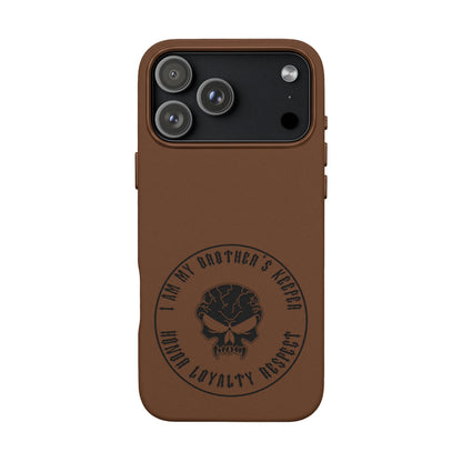 Engraved PU Leather Phone Case — Tactical Skull Design