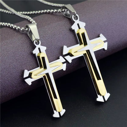Newest Cross Necklaces Unisex Men Man Blue Black Silver Color Stainless Steel Chain Pendant Necklace