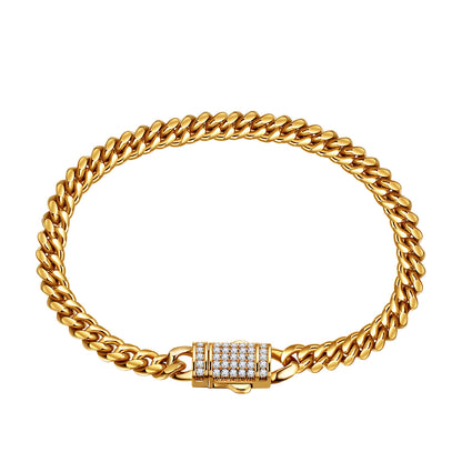 Men's Cuban white micro-inlaid lock encrypted chain JMEZ