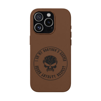 Engraved PU Leather Phone Case — Tactical Skull Design