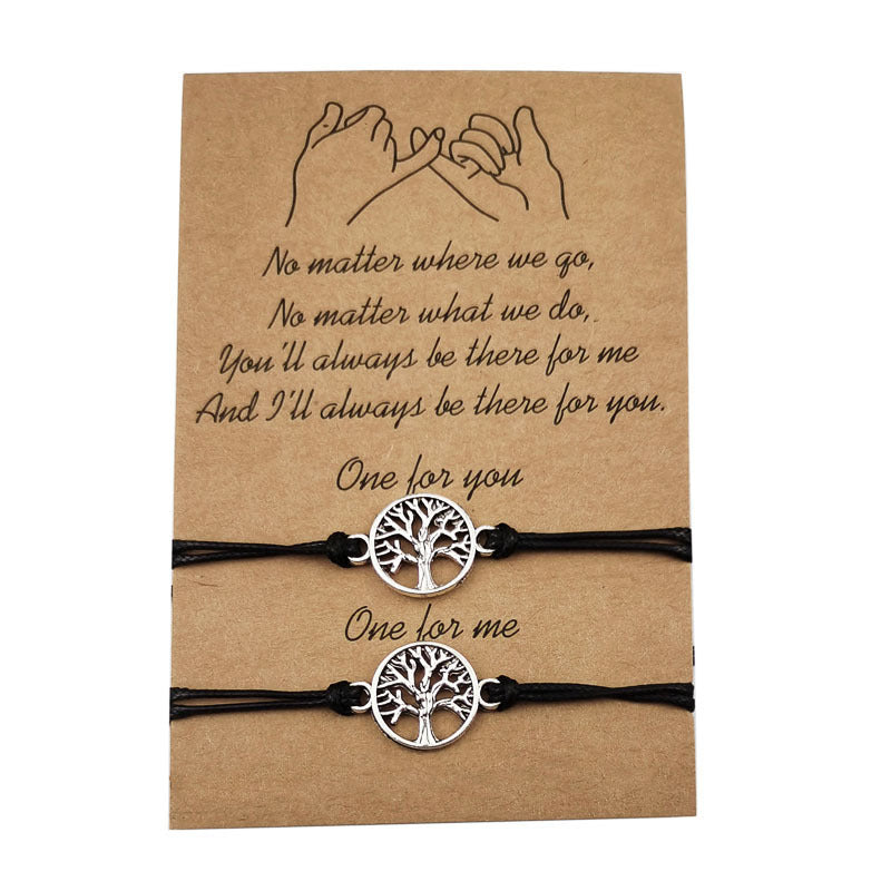 Heart-shaped Sunflower Wax Line Hand-woven Couple Friendship Card Bracelet