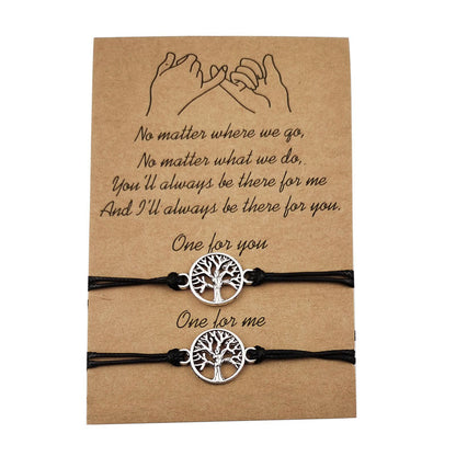 Heart-shaped Sunflower Wax Line Hand-woven Couple Friendship Card Bracelet