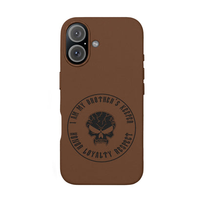 Engraved PU Leather Phone Case — Tactical Skull Design