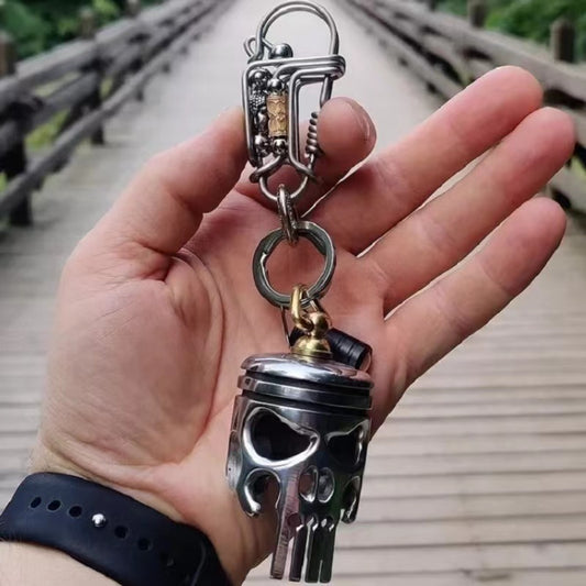 SkullPiston – Unieke Schedel Sleutelhanger met Pistonstijl en