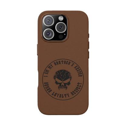 Engraved PU Leather Phone Case — Tactical Skull Design