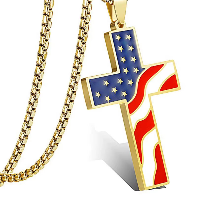 American Flag Necklace Cross Pendant Enamel USA Flag Stainless Steel Patriotic Christian Jewelry Men Gold Steel Color Long Chain  American Flag Necklace Cross Pendant Enamel USA Flag Stainless Steel Patriotic Christian Jewelry Men Gold Steel Color Long Chain    qykyai-sq.myshopify.com