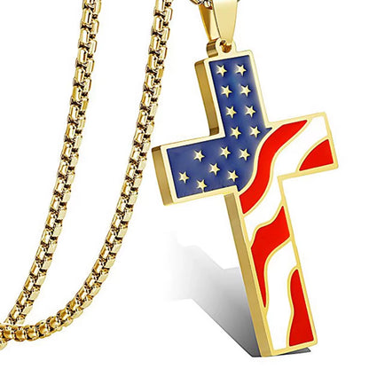 American Flag Necklace Cross Pendant Enamel USA Flag Stainless Steel Patriotic Christian Jewelry Men Gold Steel Color Long Chain  American Flag Necklace Cross Pendant Enamel USA Flag Stainless Steel Patriotic Christian Jewelry Men Gold Steel Color Long Chain    qykyai-sq.myshopify.com