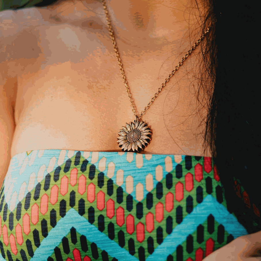 Sunshine in My Heart – Sunflower Pendant Necklace - 