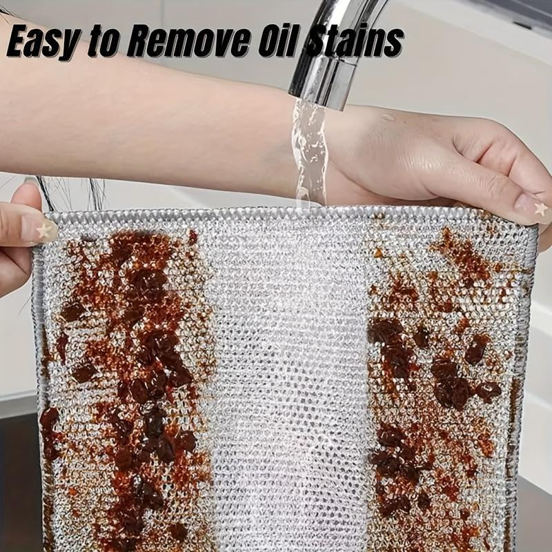 Stainless Steel Kitchen Cleaning Cloth, 10/20Pcs Home Multifunctional Durable Quick Drying Mesh Scouring Pad, Household Dishwashing Cleaning Tool for Pot & Stove