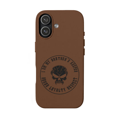 Engraved PU Leather Phone Case — Tactical Skull Design