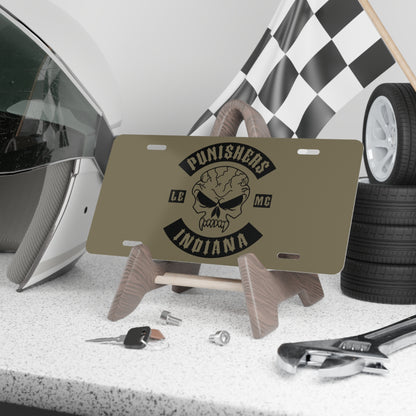 Punishers Indiana Skull Vanity Plate — Motorcycle Club License Plate
