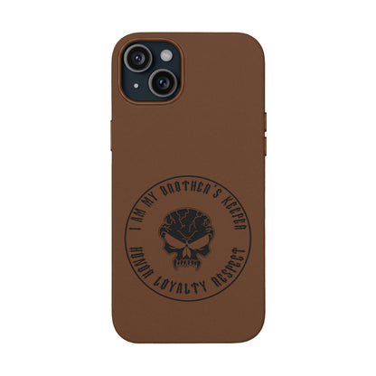 Engraved PU Leather Phone Case — Tactical Skull Design