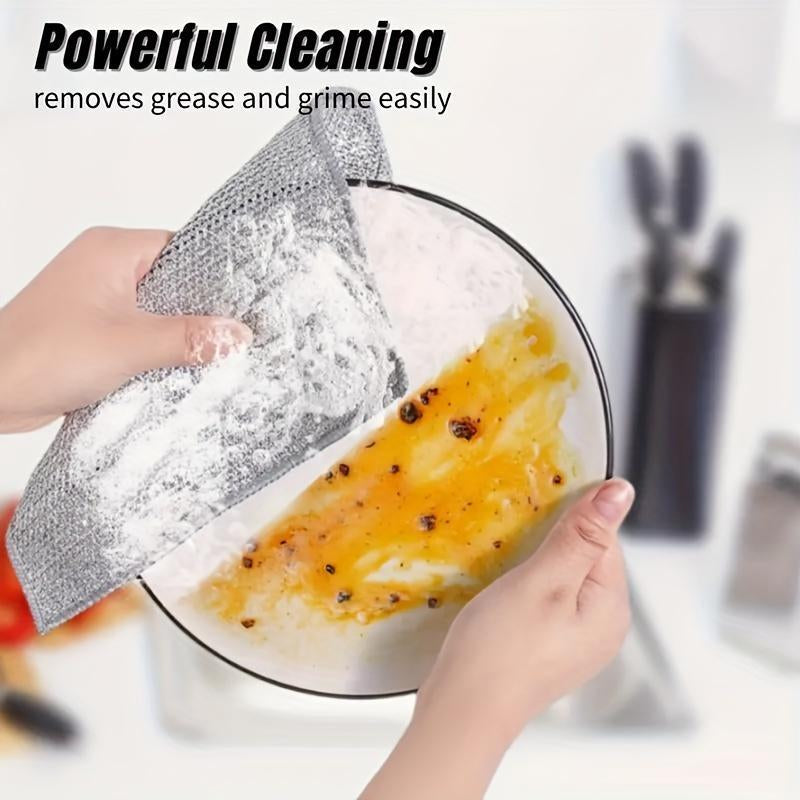 Stainless Steel Kitchen Cleaning Cloth, 10/20Pcs Home Multifunctional Durable Quick Drying Mesh Scouring Pad, Household Dishwashing Cleaning Tool for Pot & Stove
