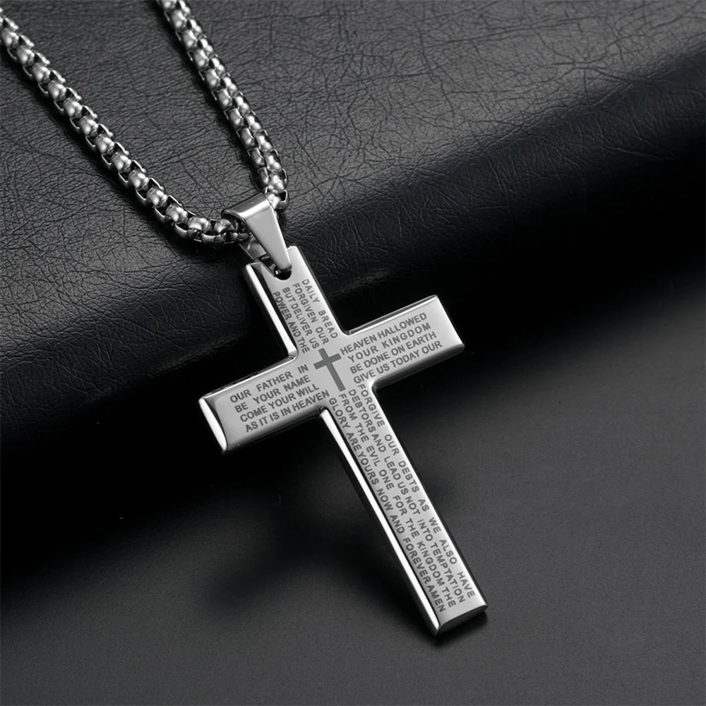 Fashion Bible Jesus Cross Pendant Necklace Hip Hop Men Stainless Steel Pendant Necklace for Women Retro Religious Prayer Jewelry  Fashion Bible Jesus Cross Pendant Necklace Hip Hop Men Stainless Steel Pendant Necklace for Women Retro Religious Prayer Jewelry  Jewelry  qykyai-sq.myshopify.com