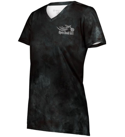 Open Road Girl Cloud Print Vneck Short Sleeve Tee, 4 COLORS