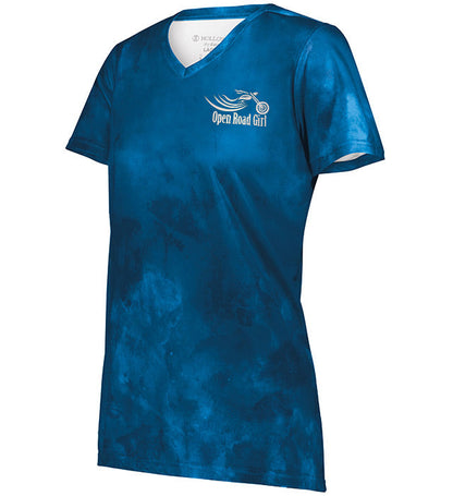Open Road Girl Cloud Print Vneck Short Sleeve Tee, 4 COLORS