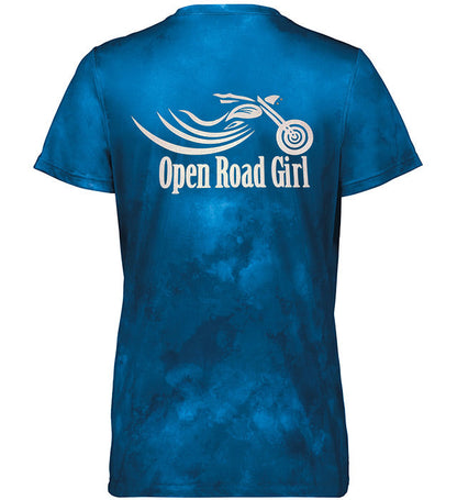 Open Road Girl Cloud Print Vneck Short Sleeve Tee, 4 COLORS