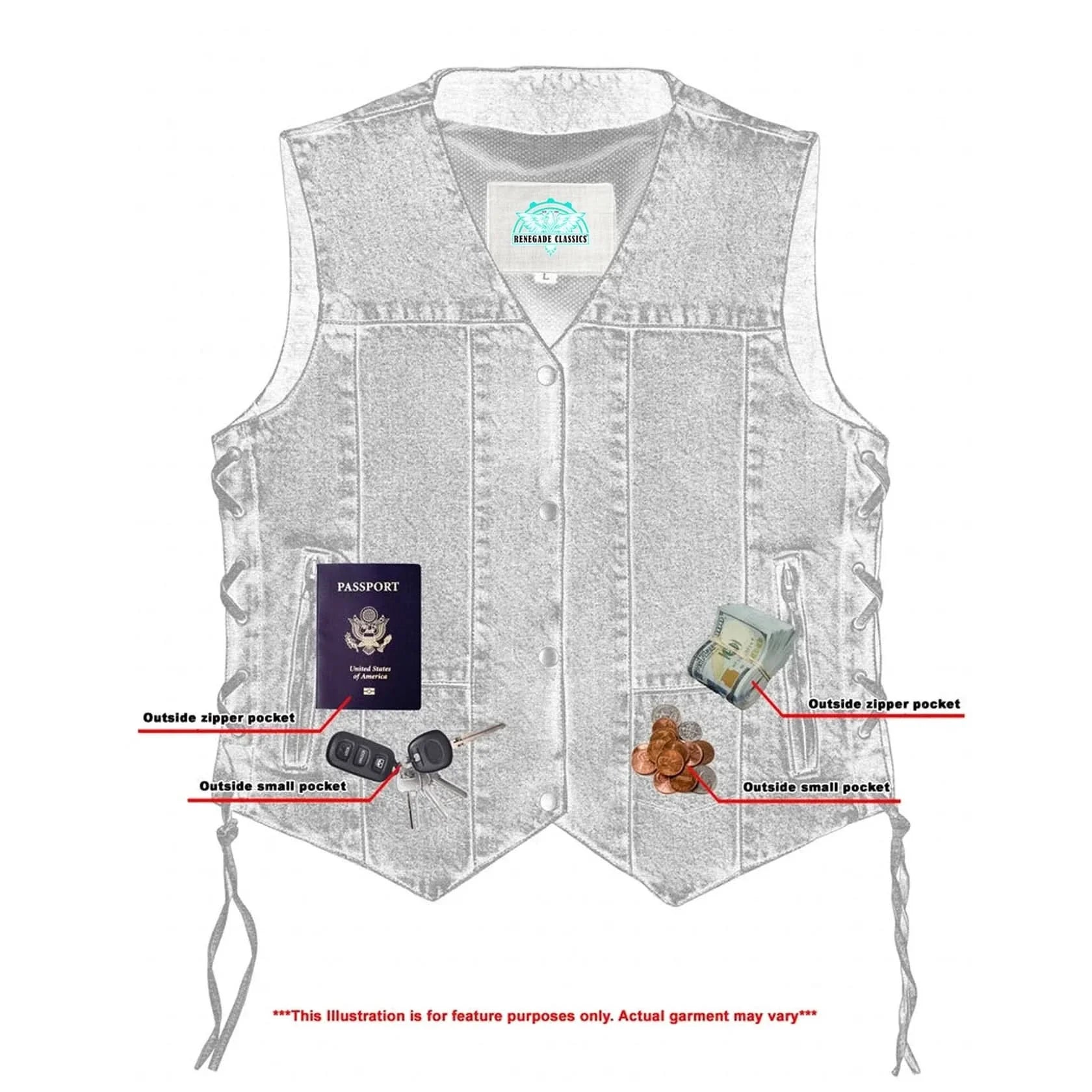 Women's 6 Pocket Denim Utility Vest - Blue