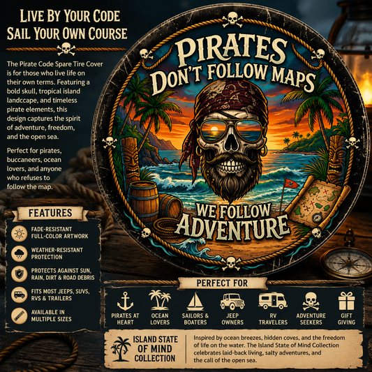 Pirates Don't Follow Maps Spare Tire Cover with Camera Hole
