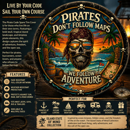 Pirates Don't Follow Maps Spare Tire Cover with Camera Hole