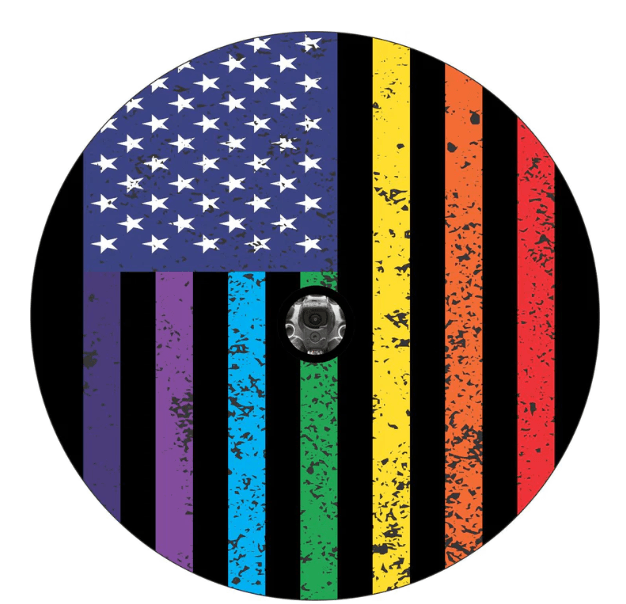 Distressed Pride Rainbow American Flag Spare Tire Cover