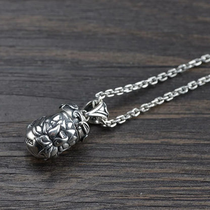 Real 925 Sterling Silver Buddha Lockets Floating Mantra Lotus Pendants Openable Antique Buddhist Prayer Box Talisman Amulet