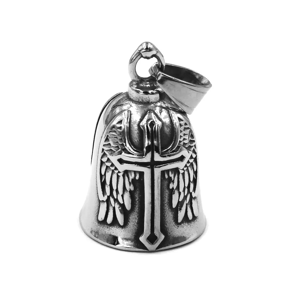 Live to Ride Eagle Wings Jesus Cross Biker Bell Pendant Stainless Steel Knuckles Heart Peace Sign Rose Eye Bell Christmas Gift