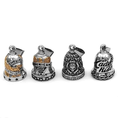 Fashion Eagle Wing Motorcycle Rider Bell Pendant Stainless Steel Route 66 Norse Viking Cross Rose Skull Bell Christmas Gift