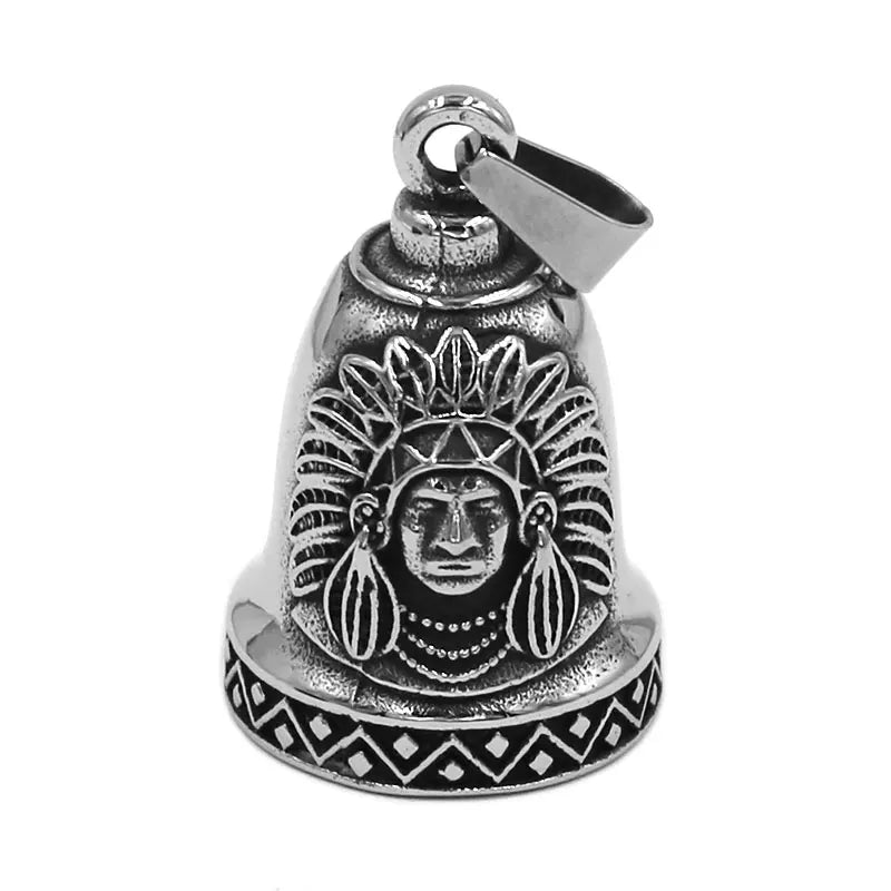 Fashion Eagle Wing Motorcycle Rider Bell Pendant Stainless Steel Route 66 Norse Viking Cross Rose Skull Bell Christmas Gift