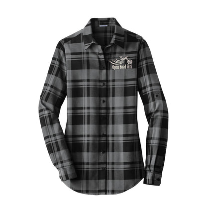 Open Road Girl Ladies Plaid Flannel Tunic, 4 COLORS