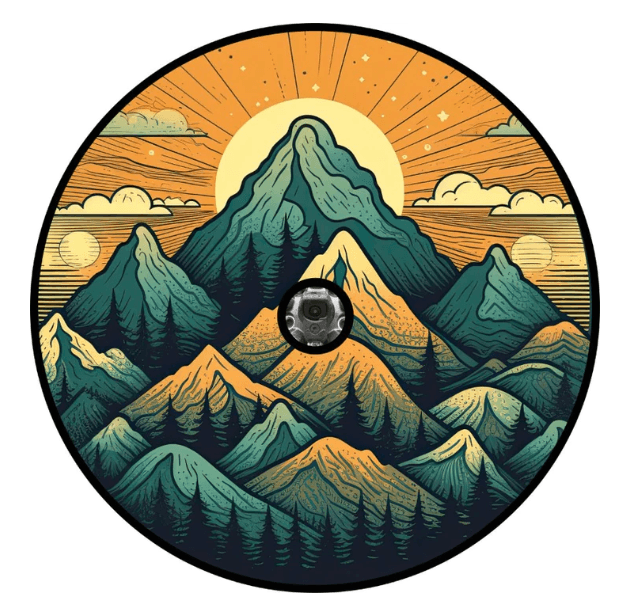 Mountain Landscape Vibrant Orange & Teal Spare Tire Cover