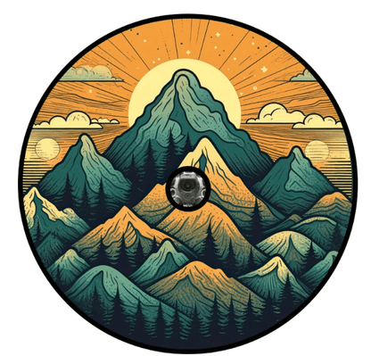 Mountain Landscape Vibrant Orange & Teal Spare Tire Cover
