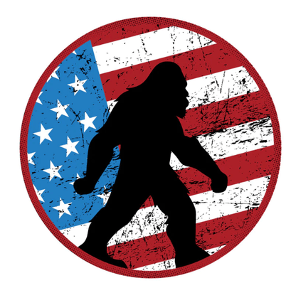 Rustic American Flag & Silhouette Of Sasquatch Spare Tire Cover