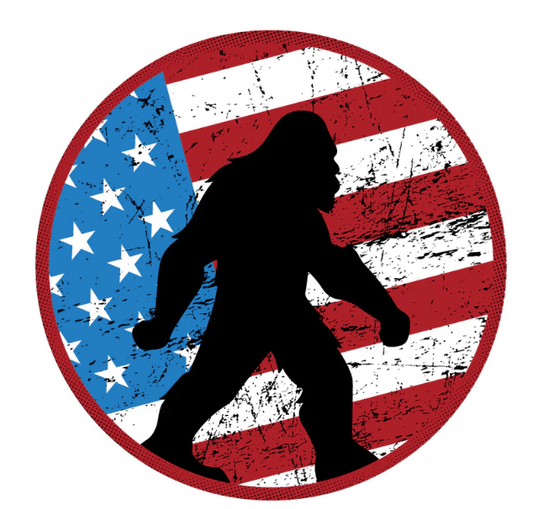 Rustic American Flag & Silhouette Of Sasquatch Spare Tire Cover