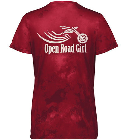 Open Road Girl Cloud Print Vneck Short Sleeve Tee, 4 COLORS