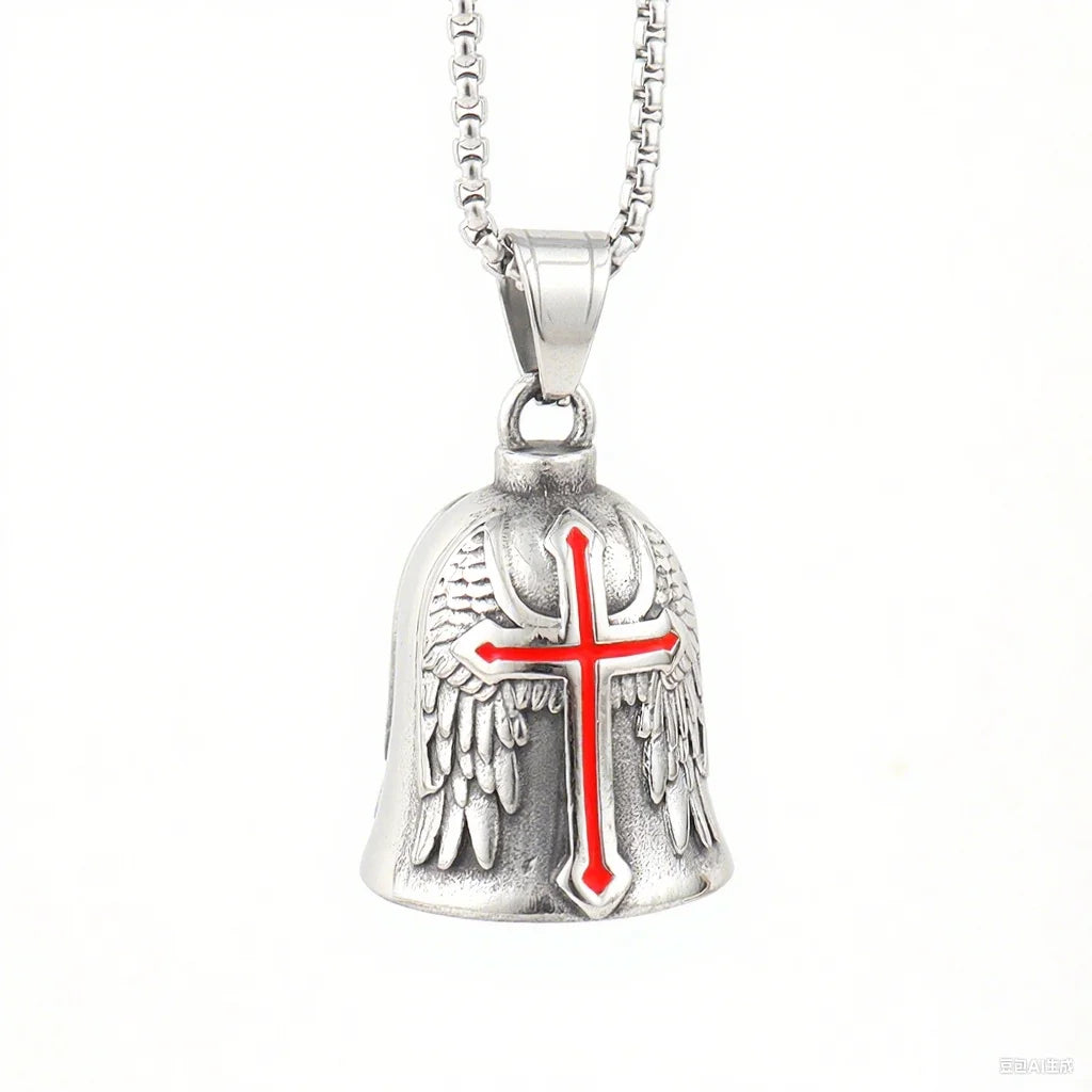 Stainless Steel Motorcycle Bell Pendant Trendy Charm Punk Necklaces For Men Vintage Biker Luck Amulet Jewelry Gifts Wholesale