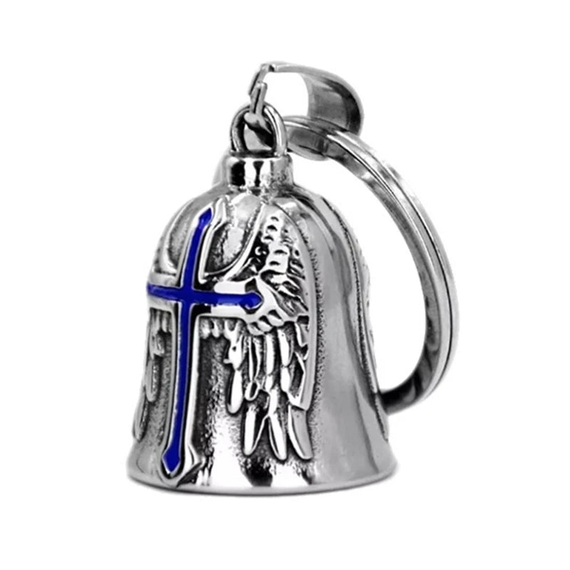 Fashion Angel Wings Motorcycle Bell Pendant Punk Rock Men's Riding Party Amulet Exorcism Jewelry