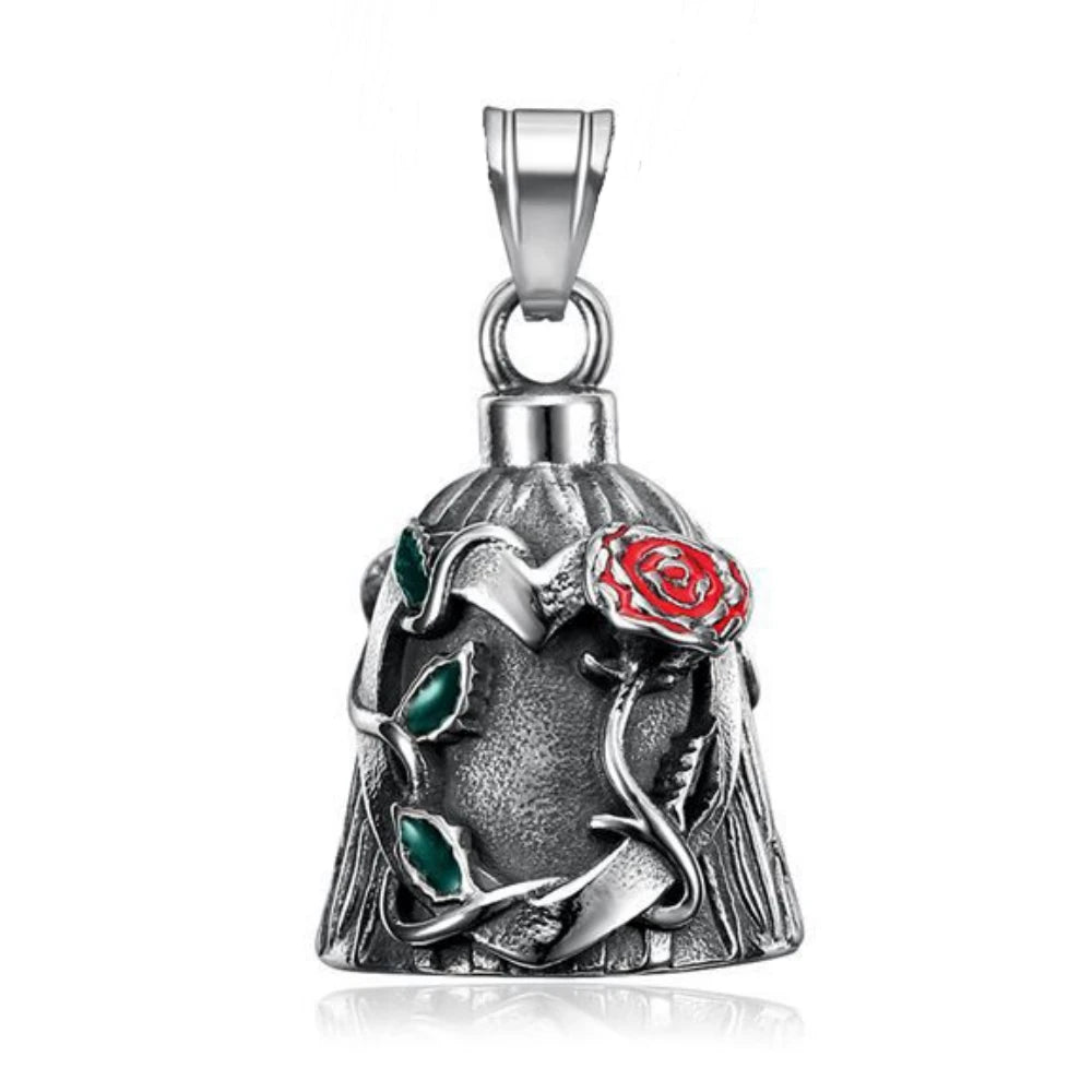 Fashion Eagle Wing Motorcycle Rider Bell Pendant Stainless Steel Route 66 Norse Viking Cross Rose Skull Bell Christmas Gift