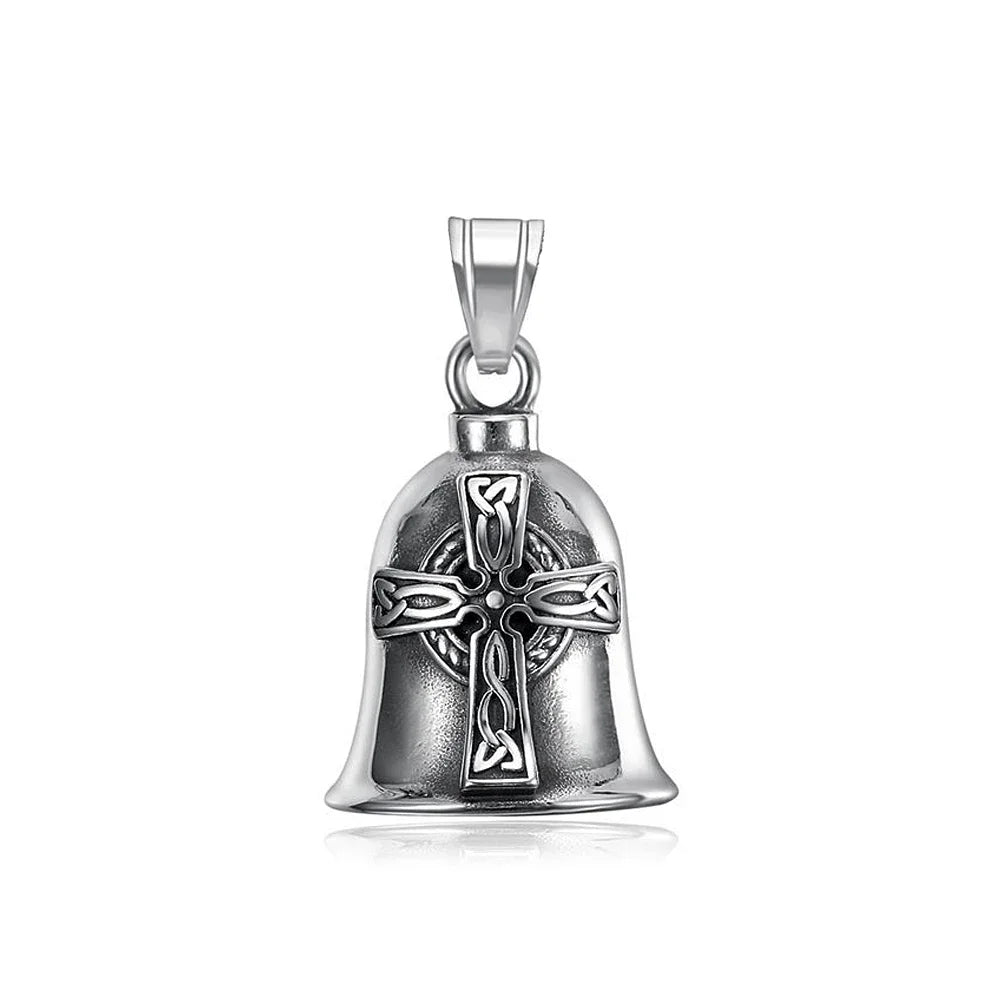New Stainless Steel Motorcycle Bell Angel Wings Bell Pendant Necklace For Biker Fashion Lucky Amulet Jewelry Gifts Dropshipping