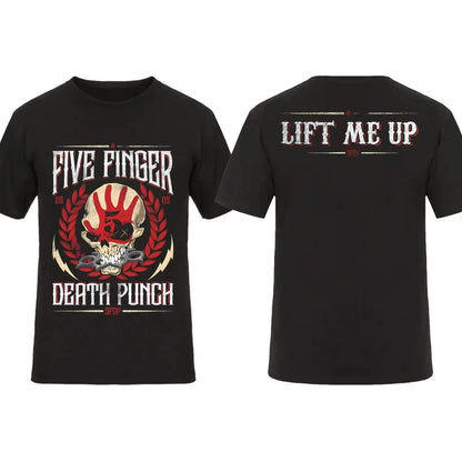2025 Fashion Men T Shirt Double-sided Biker Skully Black By Five Finger Death Punch T-shirt Graphic Youth Cloth Streetwear S-3XL