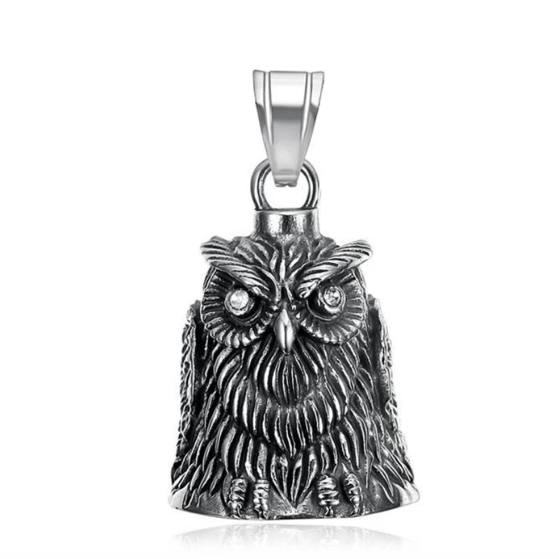 Fashion Eagle Wing Motorcycle Rider Bell Pendant Stainless Steel Route 66 Norse Viking Cross Rose Skull Bell Christmas Gift