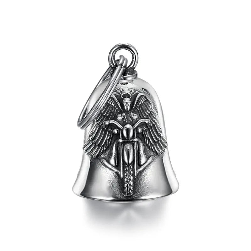 Fashion Angel Wings Motorcycle Bell Pendant Punk Rock Men's Riding Party Amulet Exorcism Jewelry